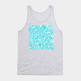 Turquoise and Peach Digital Paint Pour Tank Top